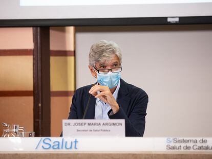 El secretario de Salud Pública de la Generalitat, Josep Maria Argimón,  en una rueda de prensa.