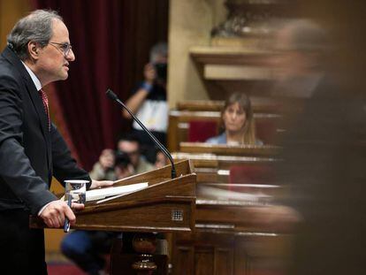 El president de la Generalitat, Quim Torra, en el Parlament de Cataluña.