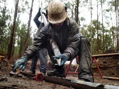 Empleados de Edgewater en los terrenos de Corcoesto