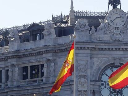 Fachada del Banco de Espa&ntilde;a, en la Plaza de Cibeles de Madrid.