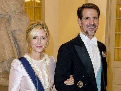 Marie-Chantal Miller y Pablo de Grecia en mayo de 2018 en Copenhague, en el 50º cumpleaños de Federico de Dinamarca.