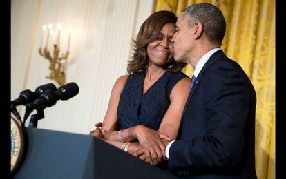 El matrimonio presidencial de EE UU Barack y Michelle Obama.