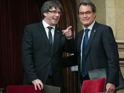 Puigdemont i Mas al Parlament, el passat 10 d'octubre.