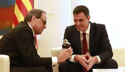 Sánchez y Quim Torra ayer en La Moncloa.