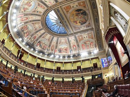 Vista general del hemiciclo del Congreso de los Diputados en Madrid.