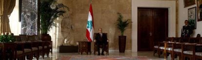 El presidente de Líbano, Michel Aoun, en el palacio de Baabda de Beirut.
