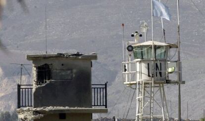 Impacto en la torreta de vigilancia donde estaba apostado el cabo Soria.