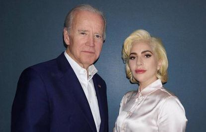 El vicepresidente de EE UU Joe Biden y la cantante Lady Gaga.