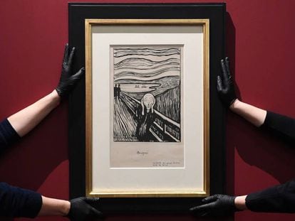 Litografía 'El grito', del artista noruego Edvard Munch, en el Museo Británico de Londres