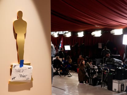 Un detalle de los preparativos para la gala de los Oscar en el Teatro Dolby de Los Ángeles, el pasado viernes.