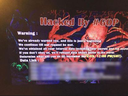 Imagen de la pantalla de los ordenadores infectados de Sony Pictures.