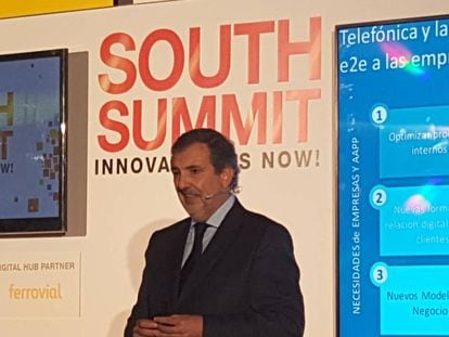 El presidente de Telef&oacute;nica Espa&ntilde;a, Luis Miguel Gilp&eacute;rez, durante su intervenci&oacute;n en el South Summit 2016.