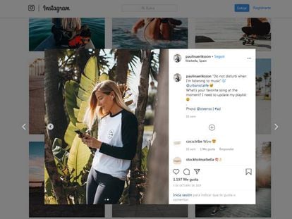 Foto de la ‘instagrammer’ Paulina Eriksson que ha dado lugar al informe de Autocontrol. 