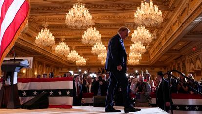 Trump, after his speech celebrating his victory in the Super Tuesday primaries at Mar-a-Lago in Palma Beach (Florida).