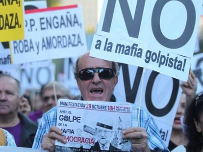 Un grupo de manifestantes, este sábado, en Madrid.