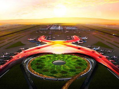 Maqueta del diseño del futuro aeropuerto de México DF.