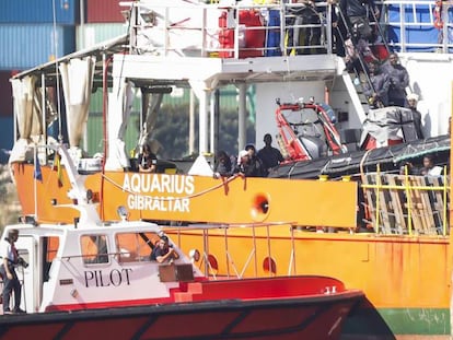 Llegada del buque 'Aquarius' al puerto de Valencia.