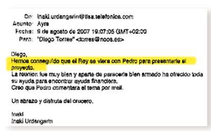 Correos electrónicos que el abogado de Diego Torres entregó en el juzgado y que han sido incorporados al sumario del caso.
