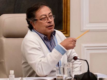 El presidente Gustavo Petro  en reunión  con la Alcaldesa de Bogotá, Claudia López, en Bogotá, el 25 de enero de 2023.