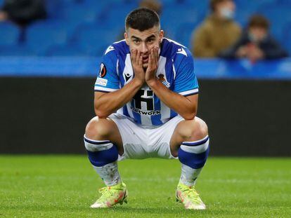 Ander Barrenetxea, este jueves durante el partido ante el Sturm Graz