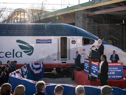 El presidente de Estados Unidos, Joe Biden, durante un acto en el túnel de Baltimore y Potomac (B&P), en enero pasado en Baltimoe (Maryland).