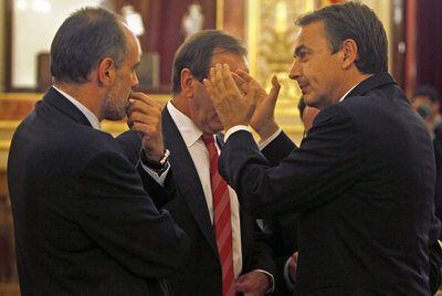 Ridao y Zapatero, el martes en el Congreso.