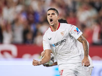 Erik Lamela celebra su gol al Valencia de la pasada jornada de LaLiga.