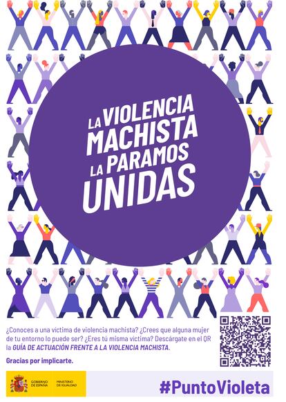 Cartel que identifica los comercios o empresas que se sumen a la iniciativa de Puntos Violeta