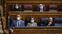 El presidente del Gobierno, Pedro Sánchez; la vicepresidenta primera, Carmen Calvo; y el vicepresidente segundo, Pablo Iglesias, la semana pasada en la sesión de control en el Congreso del Gobierno.