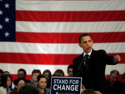 Barack Obama cuando era candidato a la presidencia en diciembre de 2007.