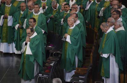 Reuni&oacute;n de los obispos franceses este lunes en Lourdes, al sureste de Francia.