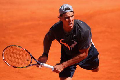 Rafael Nadal, durante un entrenamiento en Madrid.