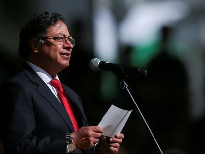 El presidente de Colombia, Gustavo Petro, durante la ceremonia de cambio de mando de la Policía, el 19 de agosto de 2022.