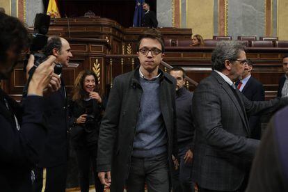 Íñigo Errejón, diputado de Podemos y candidato del partido al gobierno de Madrid, la semana pasada en el Congreso de los Diputados.