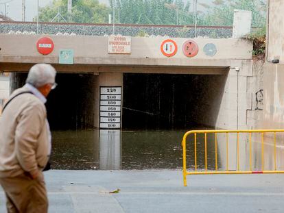 Túnel inundado este jueves en Algemesí (Valencia), donde se recogieron 103 litros por metro cuadrado.