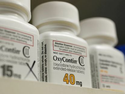 Bottles of the pain reliever OxyContin in a pharmacy in Provo, Utah, in April 2017.