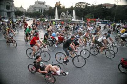 Concentración del colectivo Bici Crítica, en Madrid.