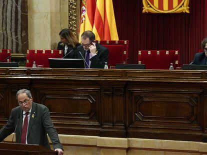 Quim Torra, en una sesión del Parlamento de Cataluña.