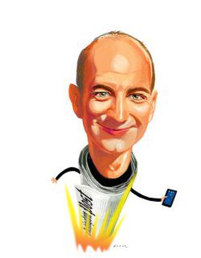 Caricatura del fundador de Amazon, Jeff Bezos.