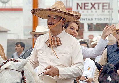 Vicente Fox y Marta Sahagún, en una marcha contra la guerra de Irak.