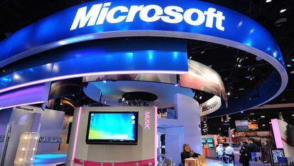 Mostrador de Microsoft en la feria Consumer Electronics Show de Las Vegas.
