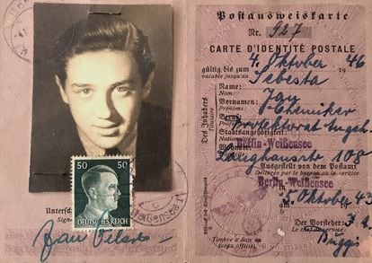 Jan Sebesta's identity card, Hans Neumann's false name, dated October 1943.