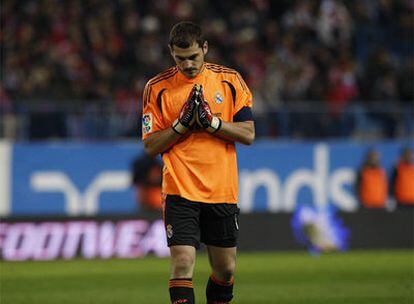 Casillas, durante el partido con el Atlético.