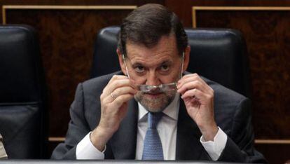 El presidente del Gobierno, Mariano Rajoy, en el pleno del Congreso.