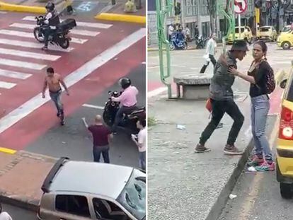 Limpiavidrios y conductores se enfrentan a golpes en Bucaramanga.