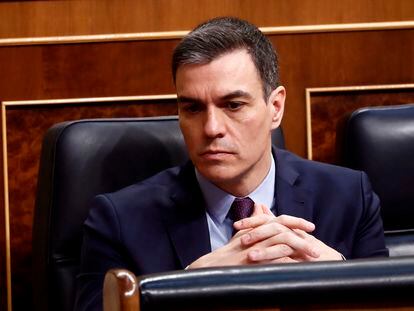 Pedro Sánchez, en el último pleno del Congreso de los Diputados.