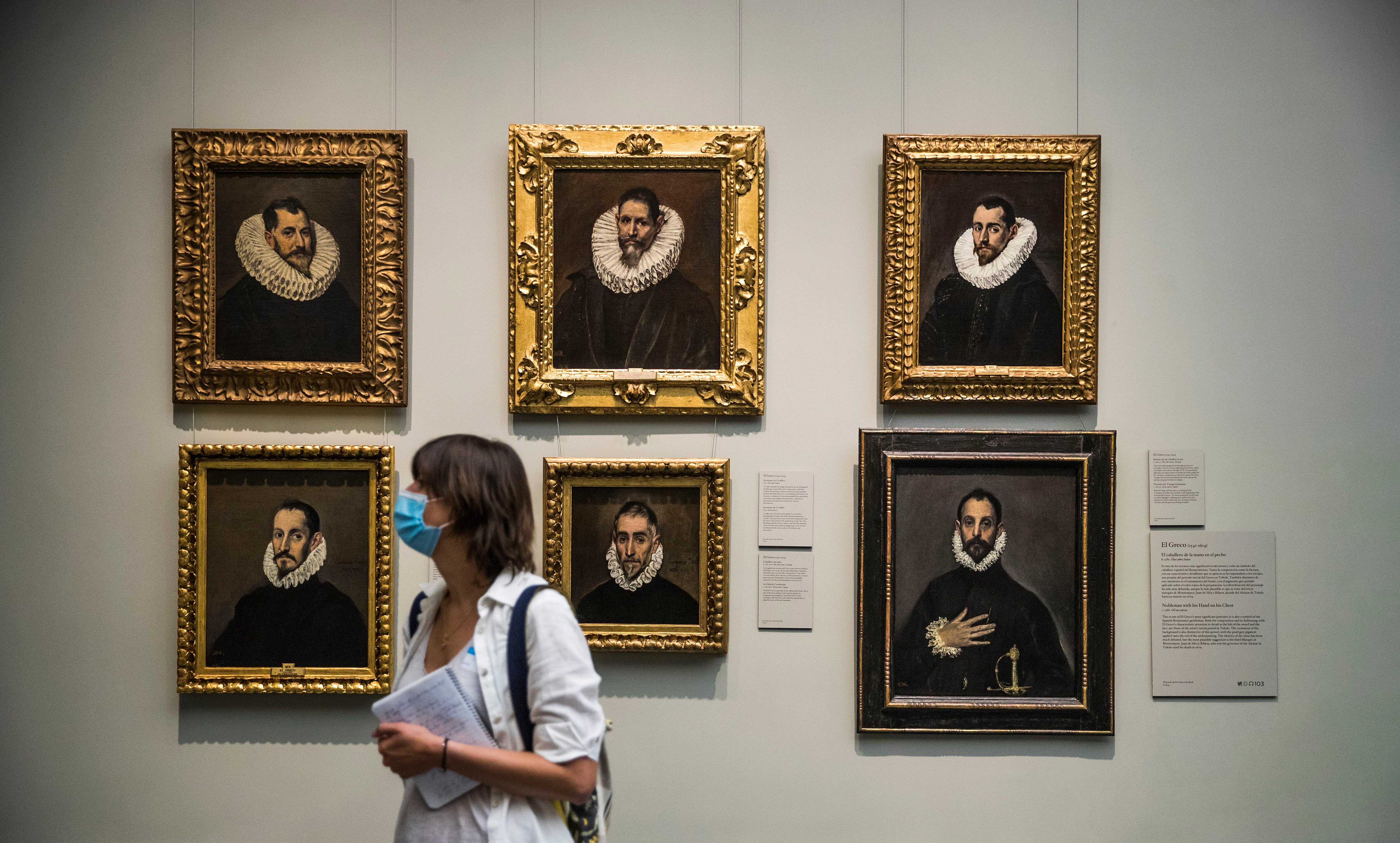 Seis retratos de El Greco, incluido el famosísimo 'El caballero de la mano en el pecho' (abajo a la derecha).
