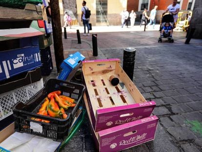 Comida tirada en la basura.