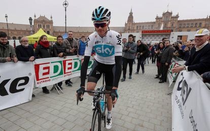 Froome, el pasado 17 de febrero, en la salida en Sevilla de la Vuelta a Andalucía.