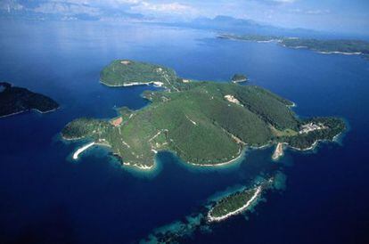 Una vista de la isla Skorpios.